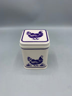 Small Square Tin Caddy Blue Hen