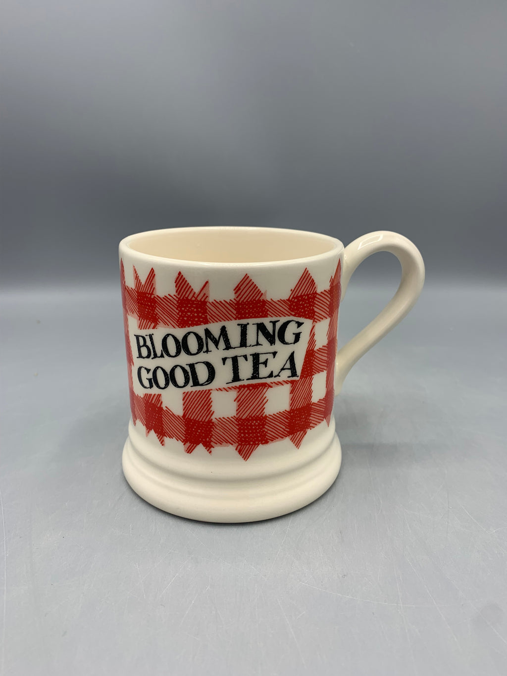 1/2 Pint Mug Red Gingham Blooming Good Tea B Keus