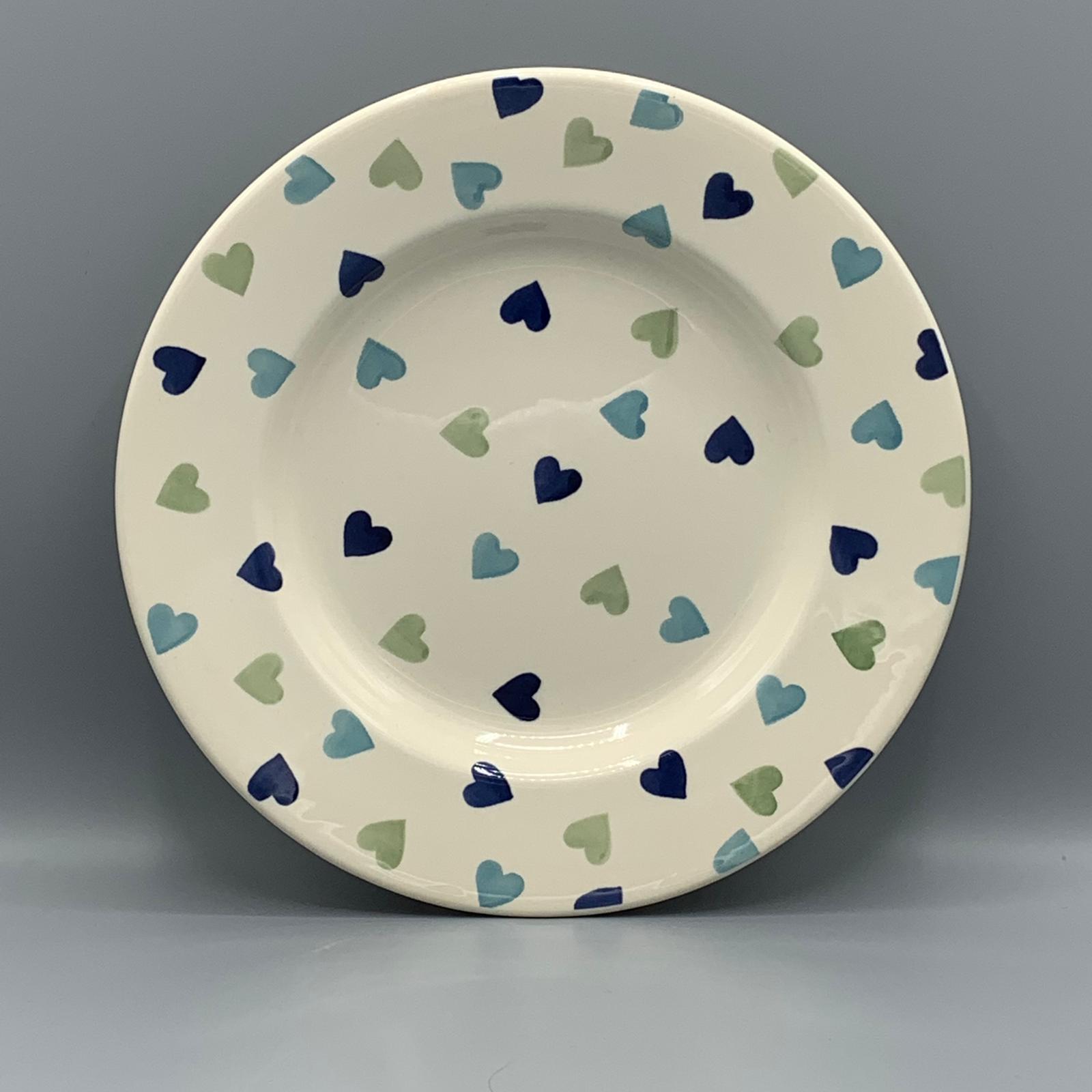 10 1/2 Inch Plate Blue &amp; Green Hearts