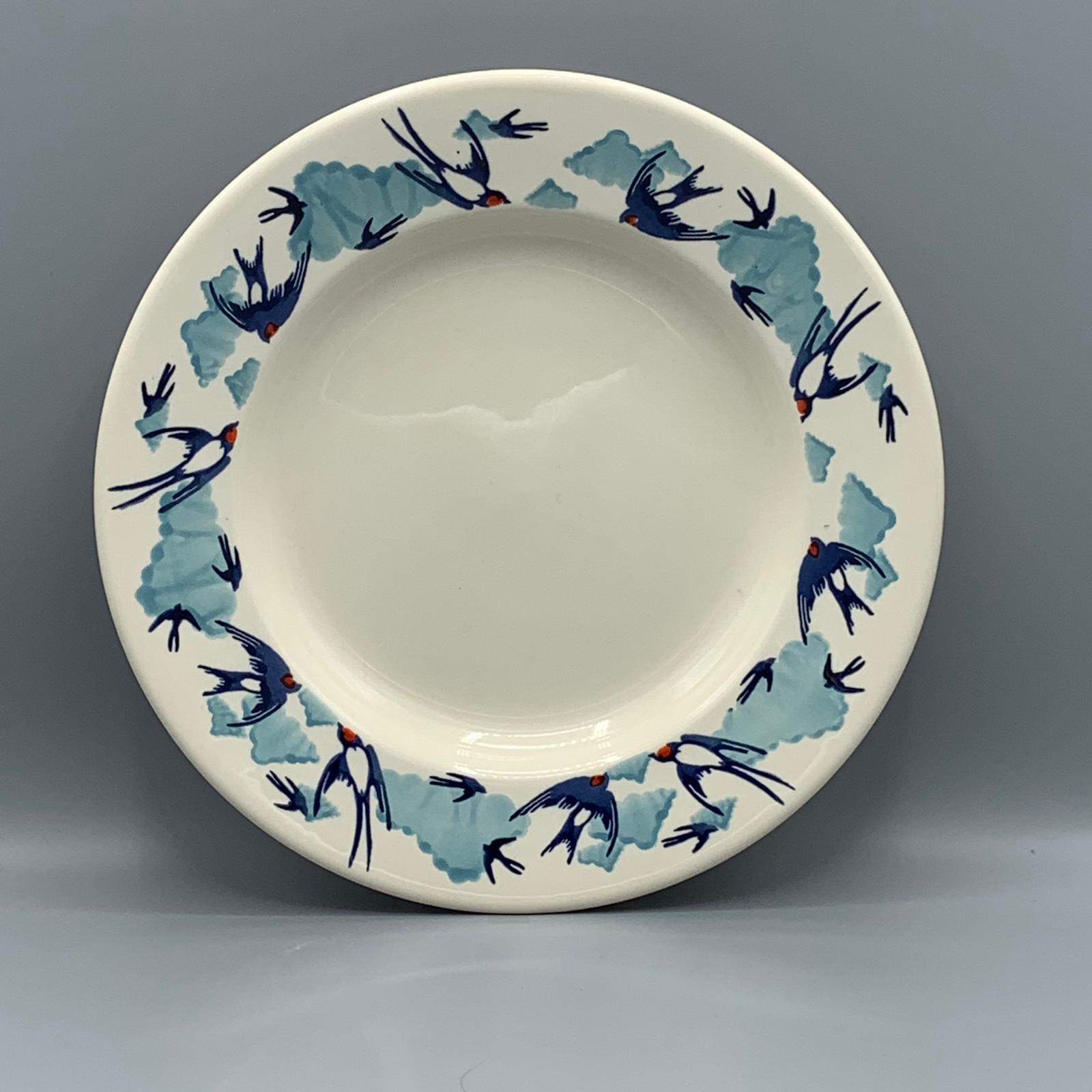 10 1/2 Inch Plate Swallows in the Clouds