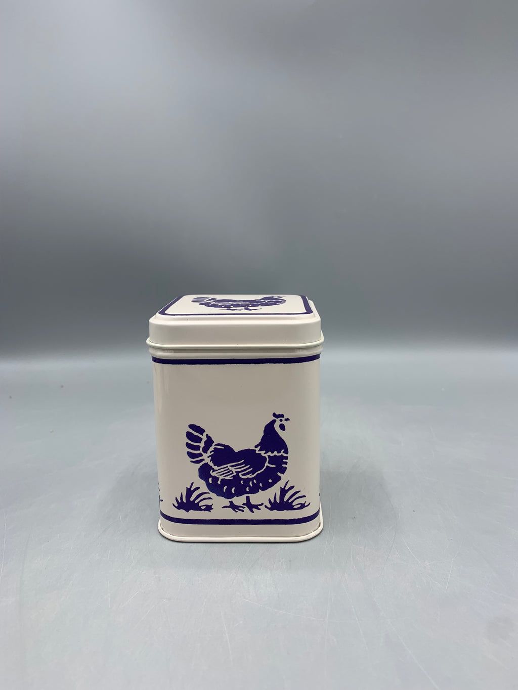 Small Square Tin Caddy Blue Hen