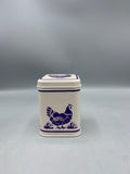 Small Square Tin Caddy Blue Hen