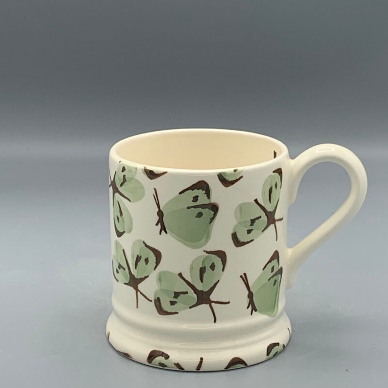 1/2 Pint Mug Green Cabbage White Butterfly