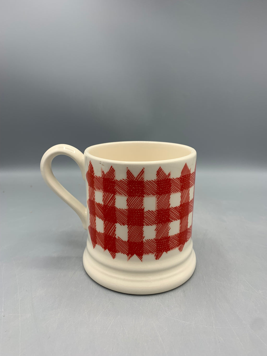 1/2 Pint Mug Red Gingham Blooming Good Tea B Keus