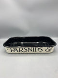 Enamel Roasting Tray 34cm Black Toast Parsnips