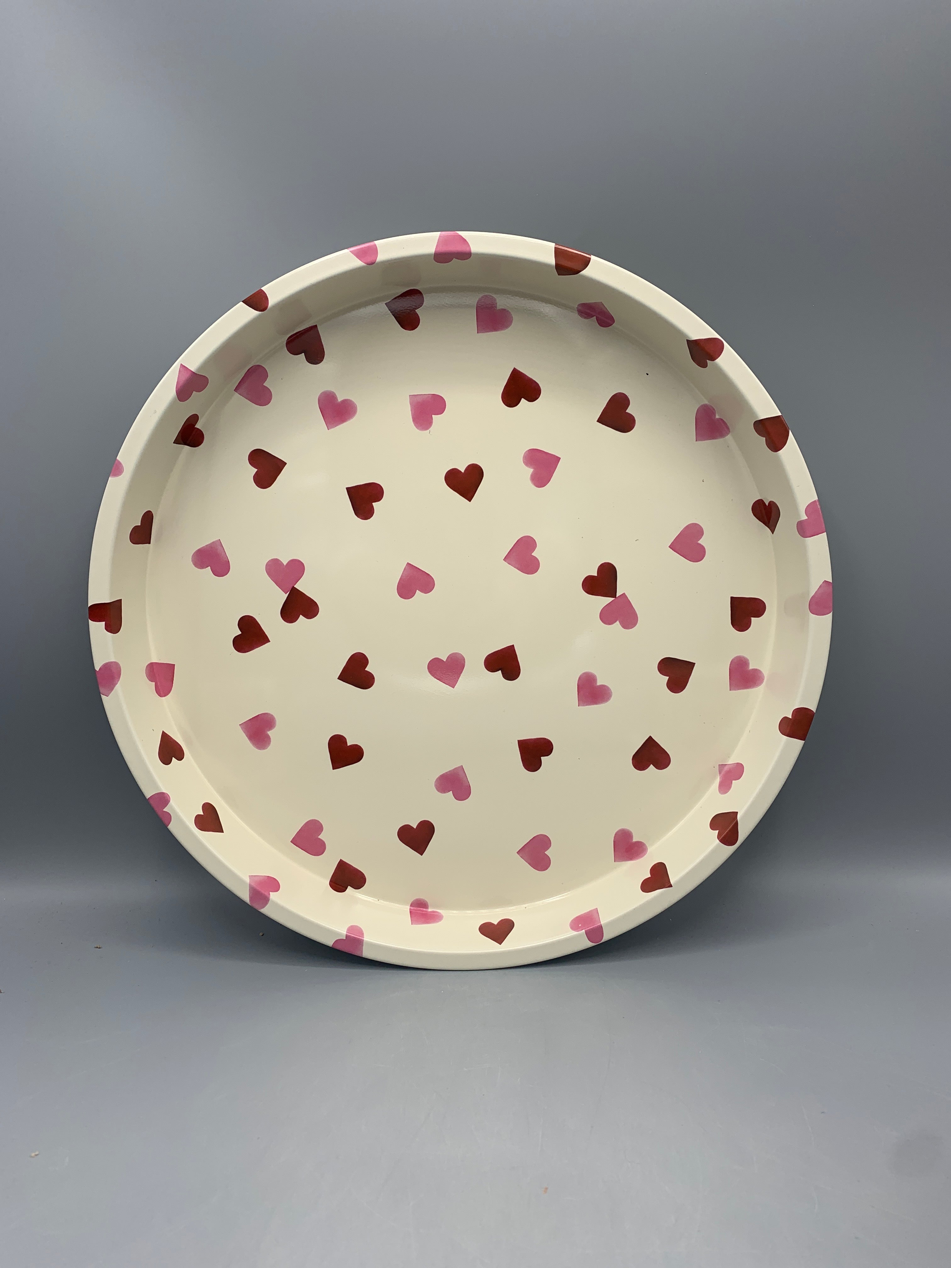 Round Tin Tray Pink Hearts