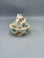 Small Cat On Basket Egg & Feather
