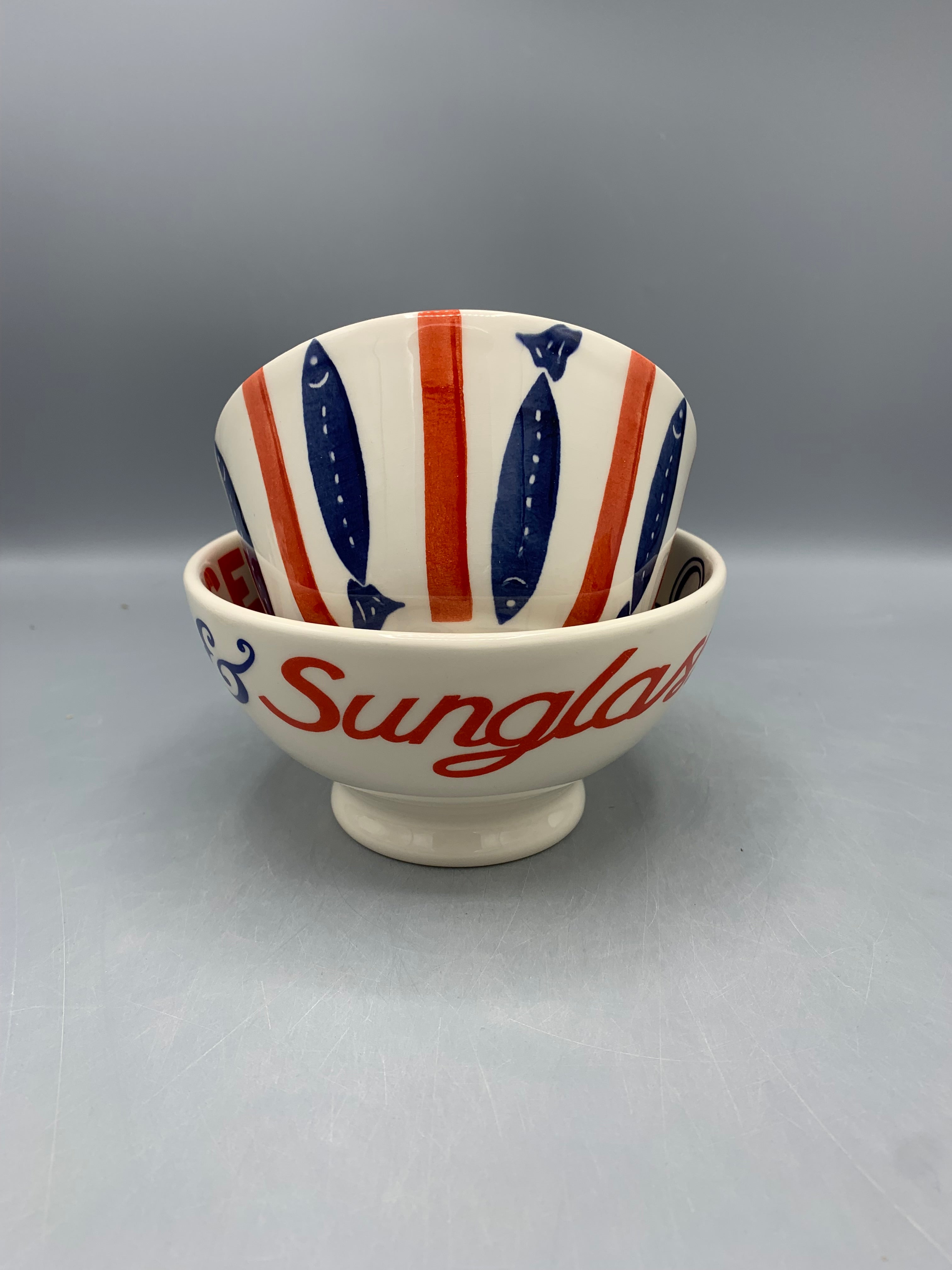French Bowl Red & Blue Toast