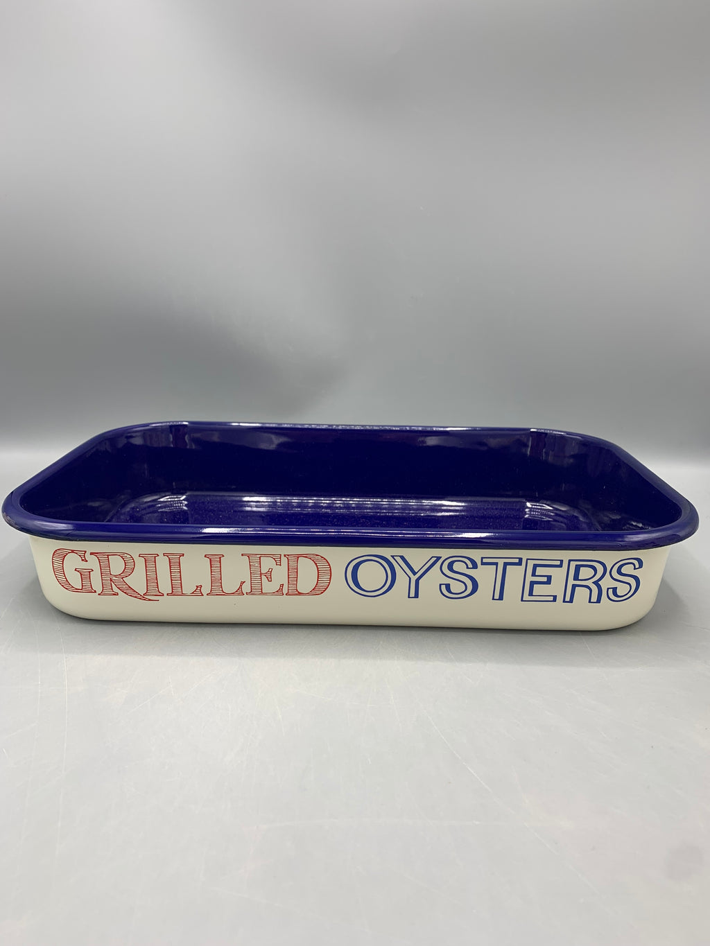 Enamel Roasting Tray 34cm Red & Blue Toast