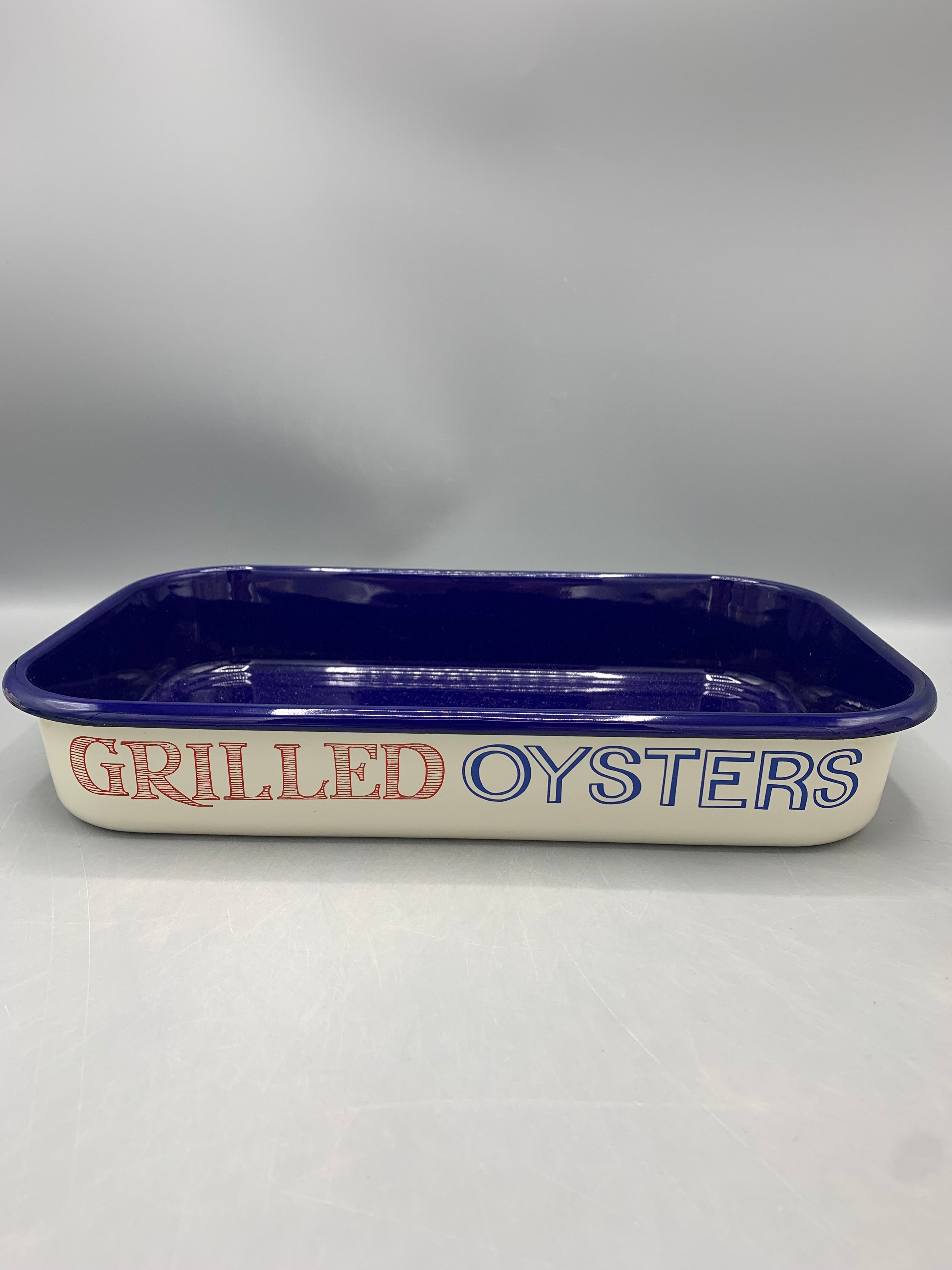 Enamel Roasting Tray 34cm Red & Blue Toast