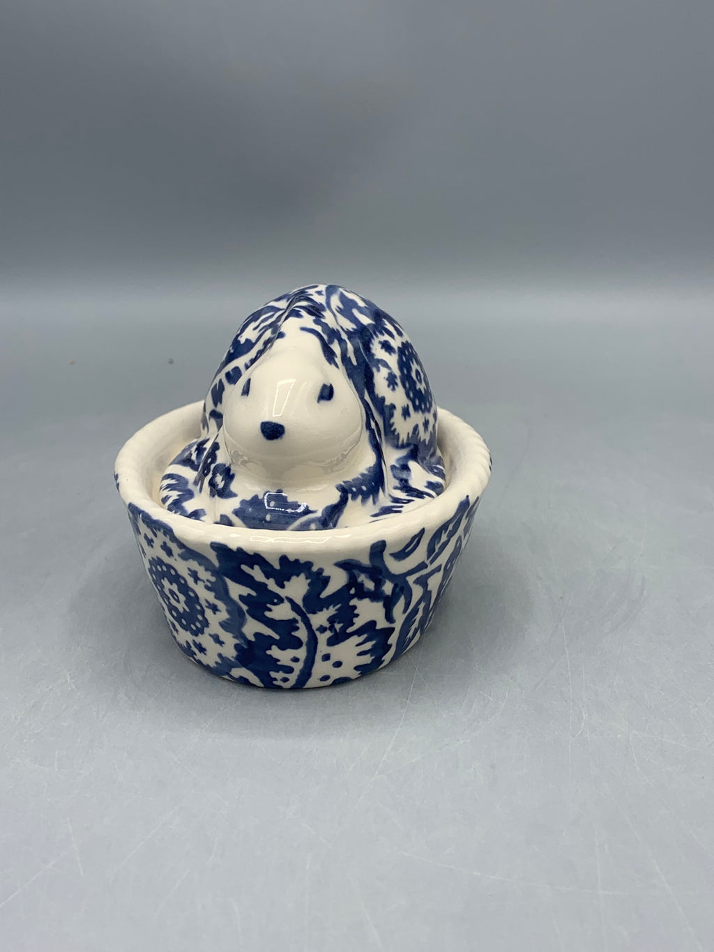Bunny On Basket Blue Wallpaper
