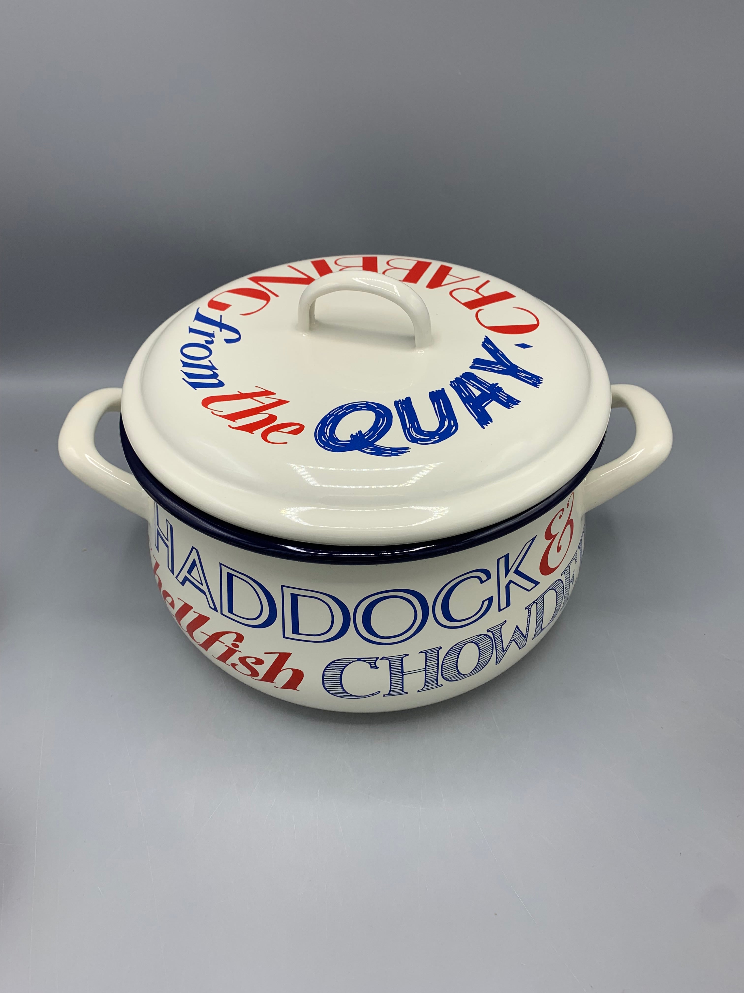 Enamel Medium Cooking Pot Red & Blue Toast