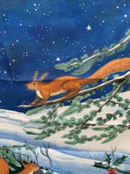 Tea Towel Midnight Squirrel