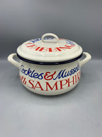 Enamel Medium Cooking Pot Red & Blue Toast