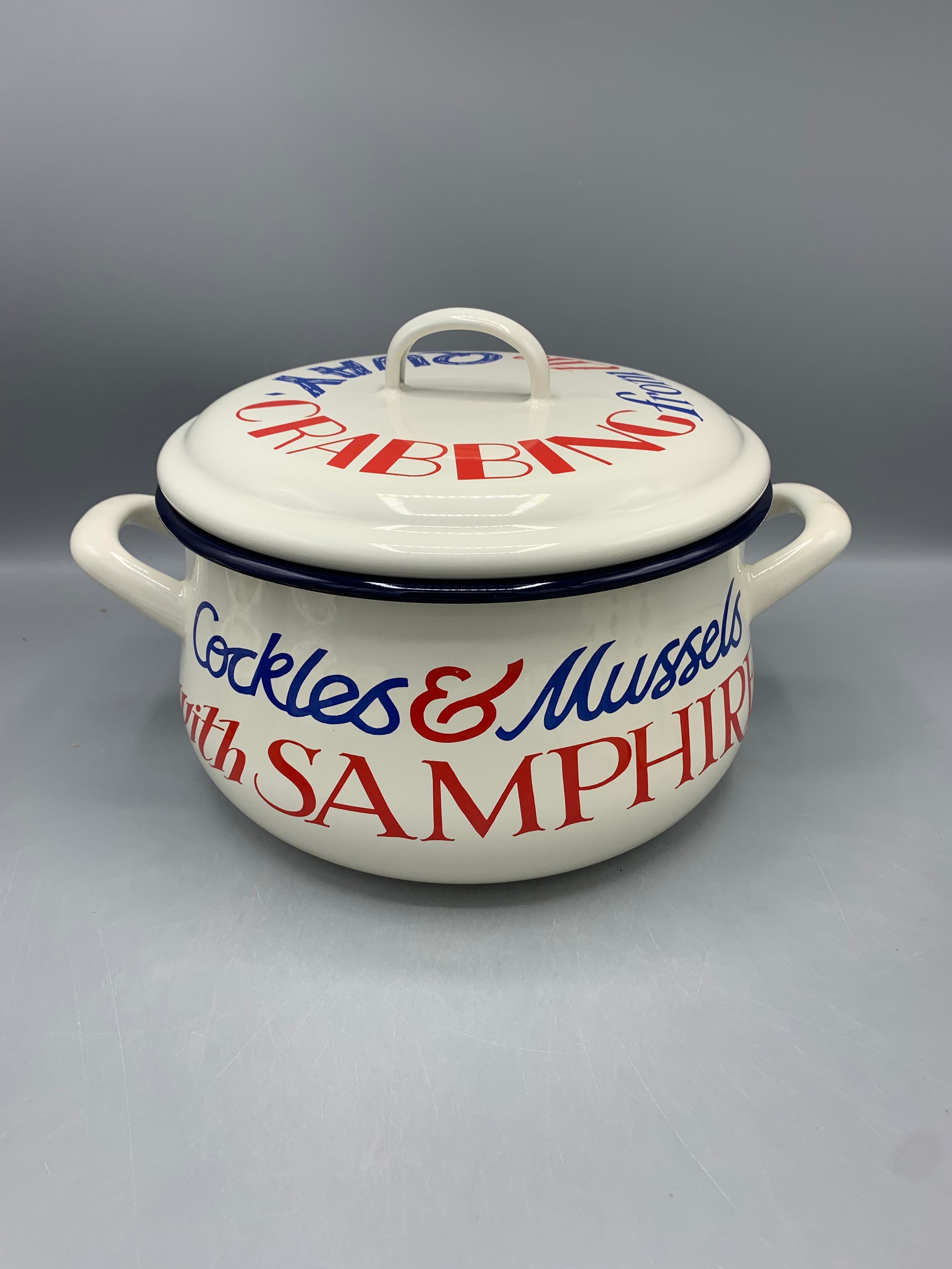 Enamel Medium Cooking Pot Red & Blue Toast