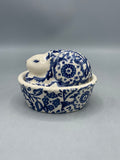 Bunny On Basket Blue Wallpaper