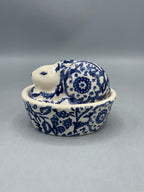 Bunny On Basket Blue Wallpaper