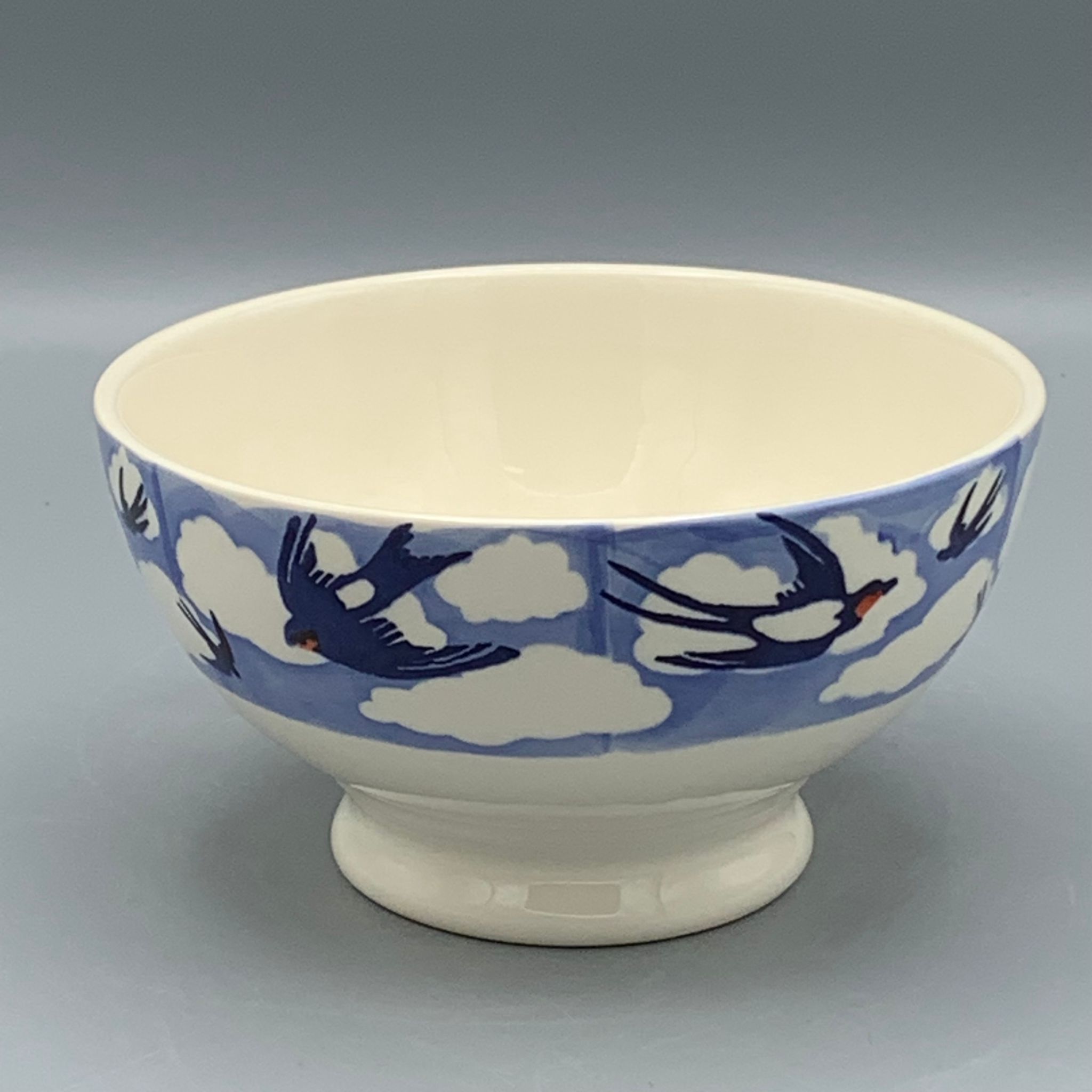 French Bowl Blue Swallows In The Clouds