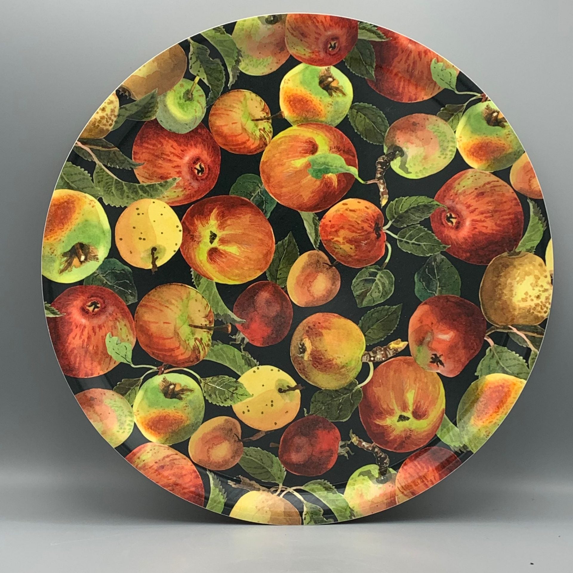 Round Birch Tray Apples