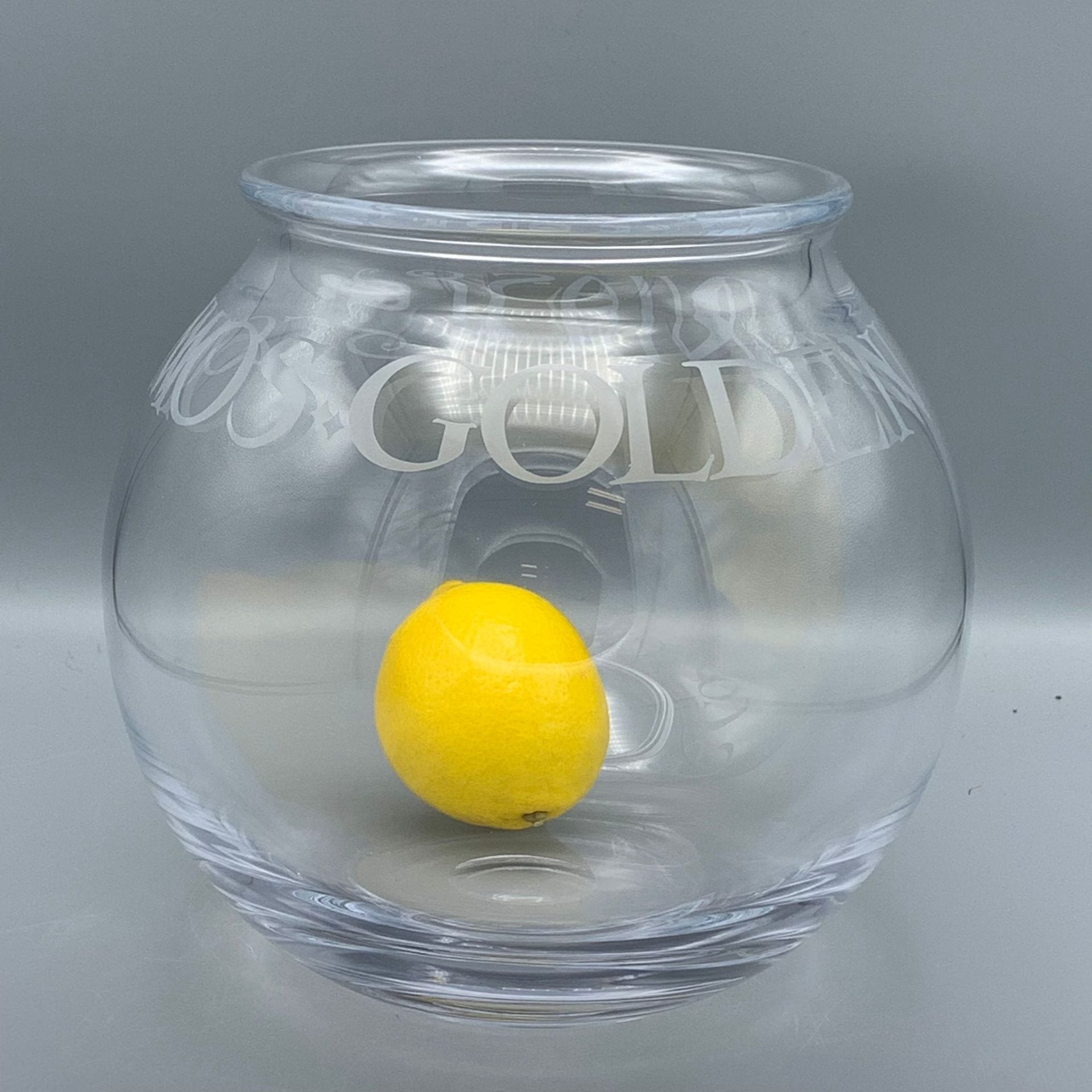 Mittlere Goldfischschale aus Glas, schwarzer Toast