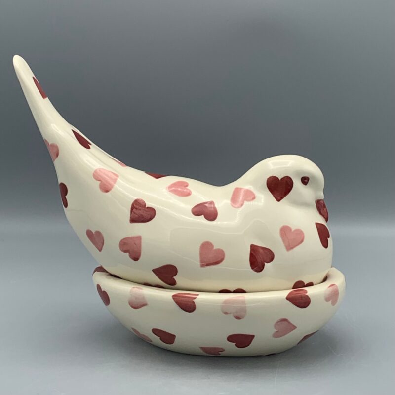 Pigeon On Nest Pink Hearts