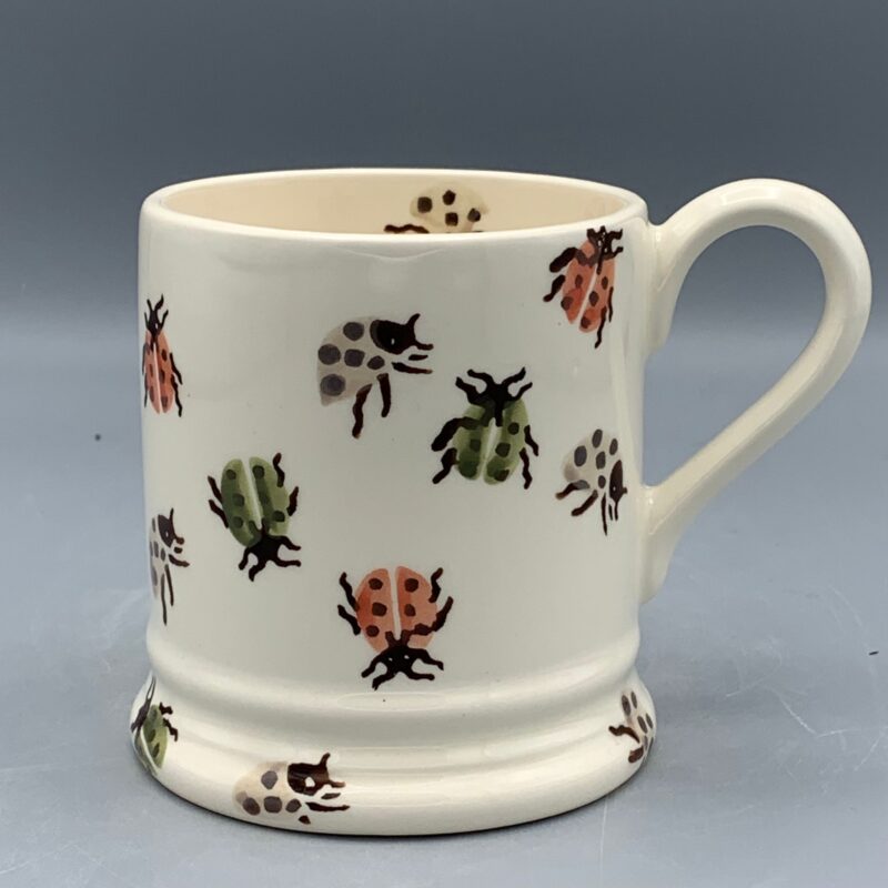 1/2 Pint Mug Orange Ladybirds