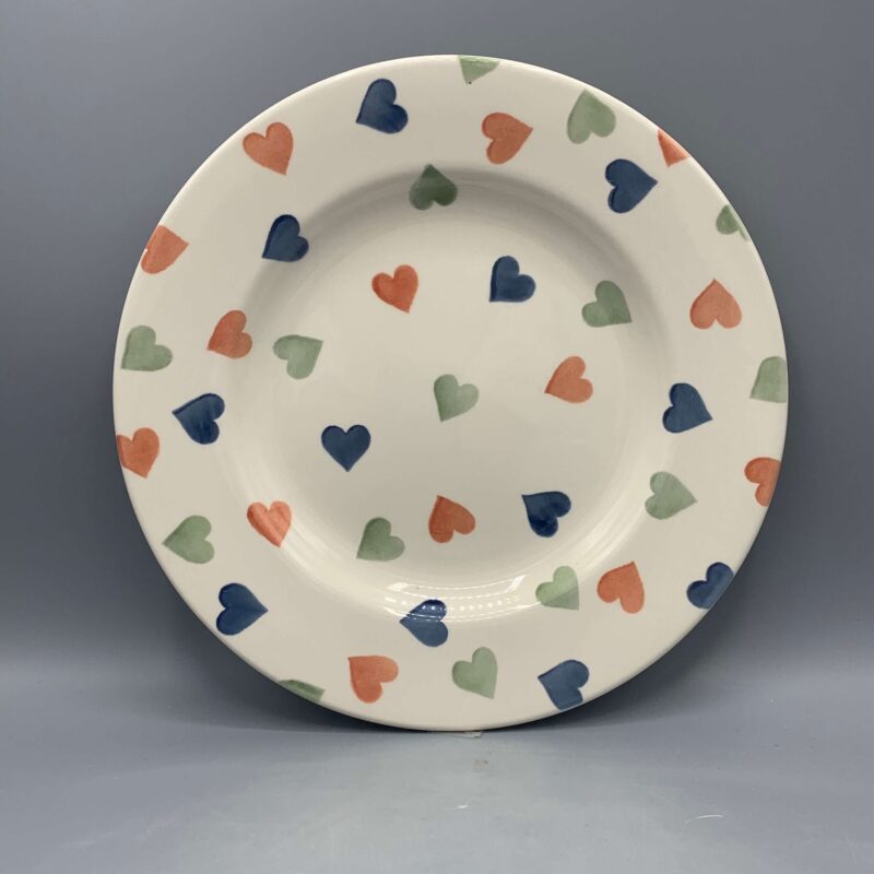 8 1/2 Inch Plate Coral Green & Stormy Hearts