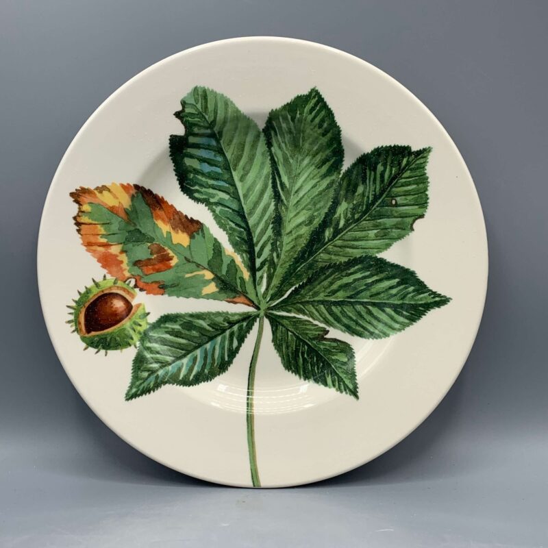 8 1/2 Inch Plate Trees &amp; Leaves Horse Chestnut &amp; Conker