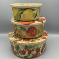 Set Of 3 Round Rice Husk Storage Tubes Fruit Garden