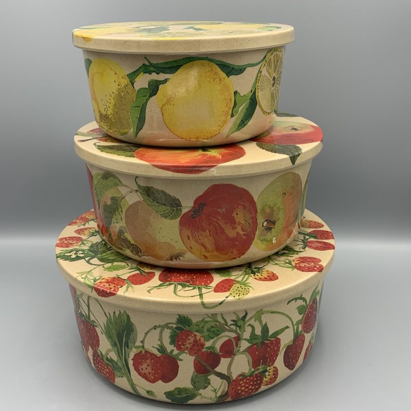 Set Of 3 Round Rice Husk Storage Tubes Fruit Garden