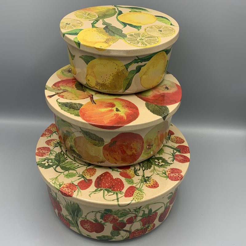 Set Of 3 Round Rice Husk Storage Tubes Fruit Garden