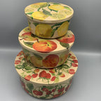 Set Of 3 Round Rice Husk Storage Tubes Fruit Garden