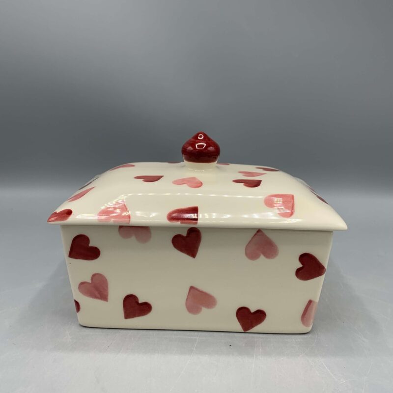 Small Butterdish Pink Hearts