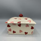 Small Butterdish Pink Hearts