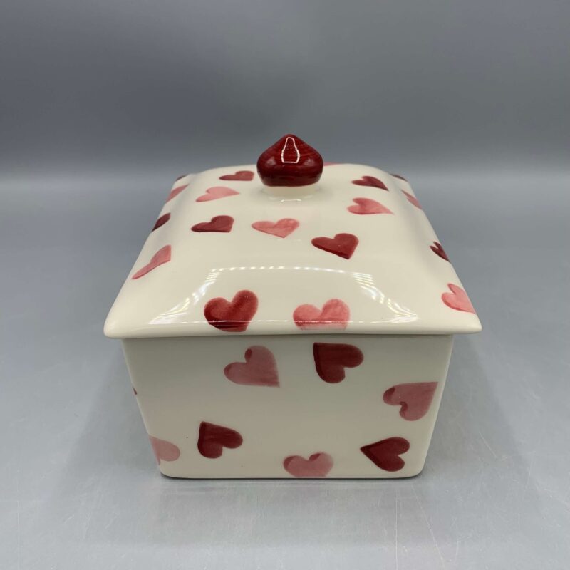 Small Butterdish Pink Hearts