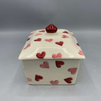 Small Butterdish Pink Hearts