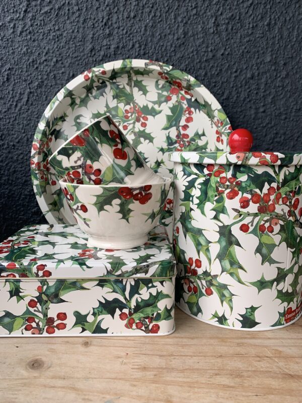 Tin Biscuit Barrel Holly