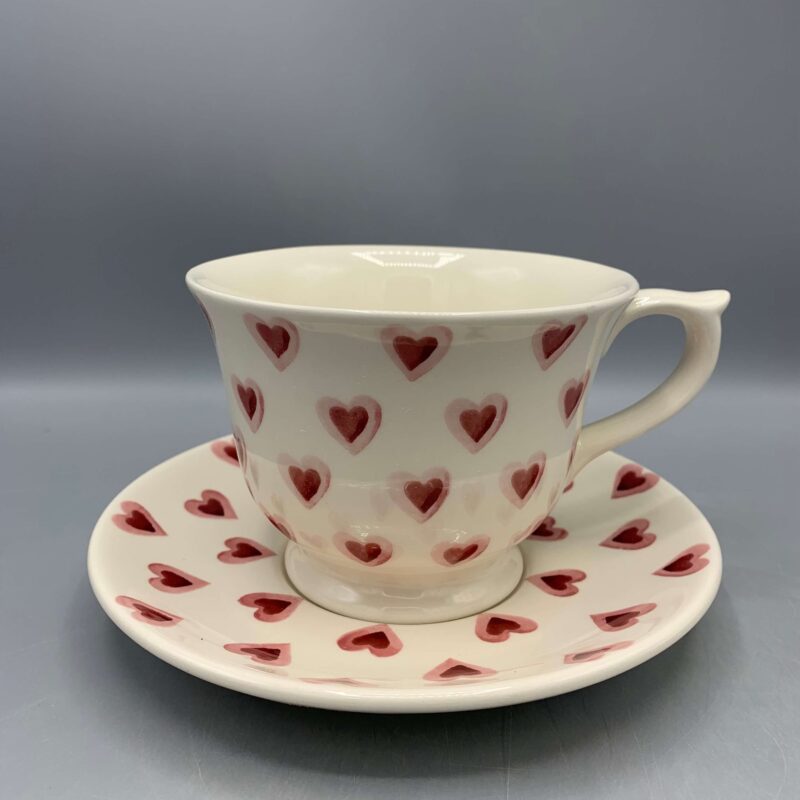 Large Teacup & Saucer Double Heart