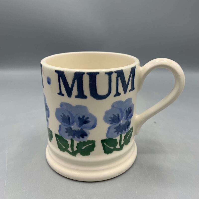 1/2 Pint Mug Blue Pansies Mum