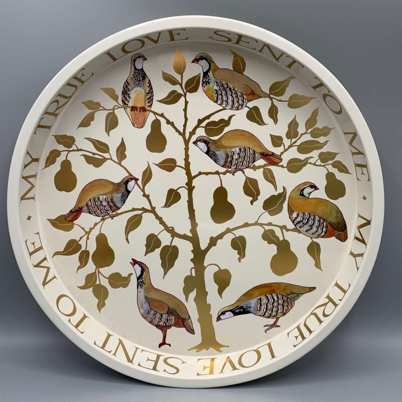 Round Tin Tray Partridge In A Pear Tree