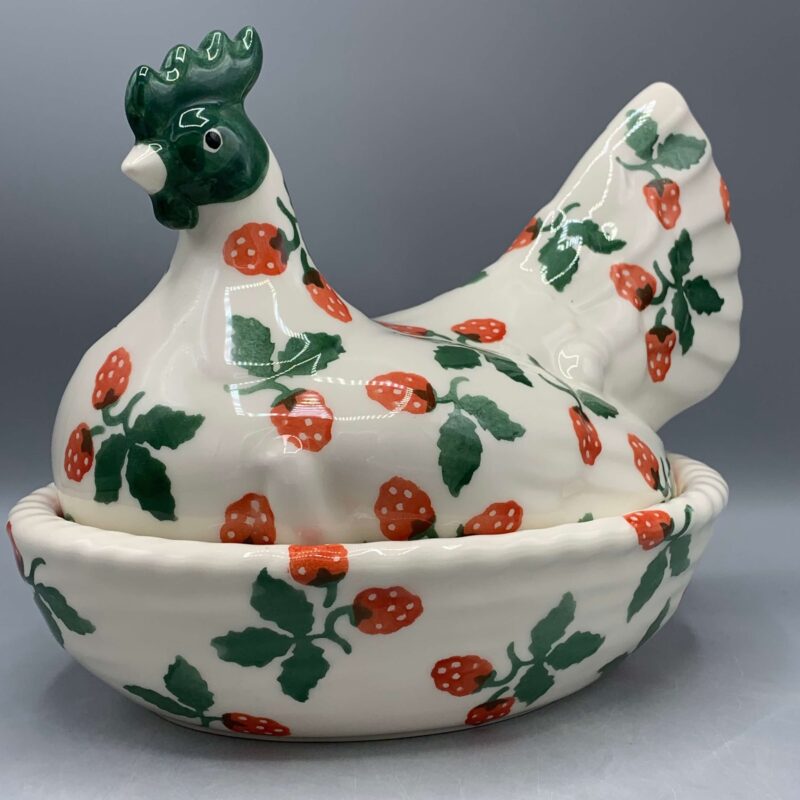 Large Hen on Nest Raspberries