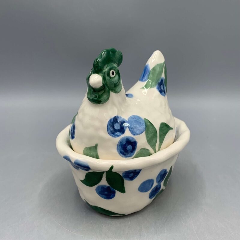 Small Hen on Nest Blueberries