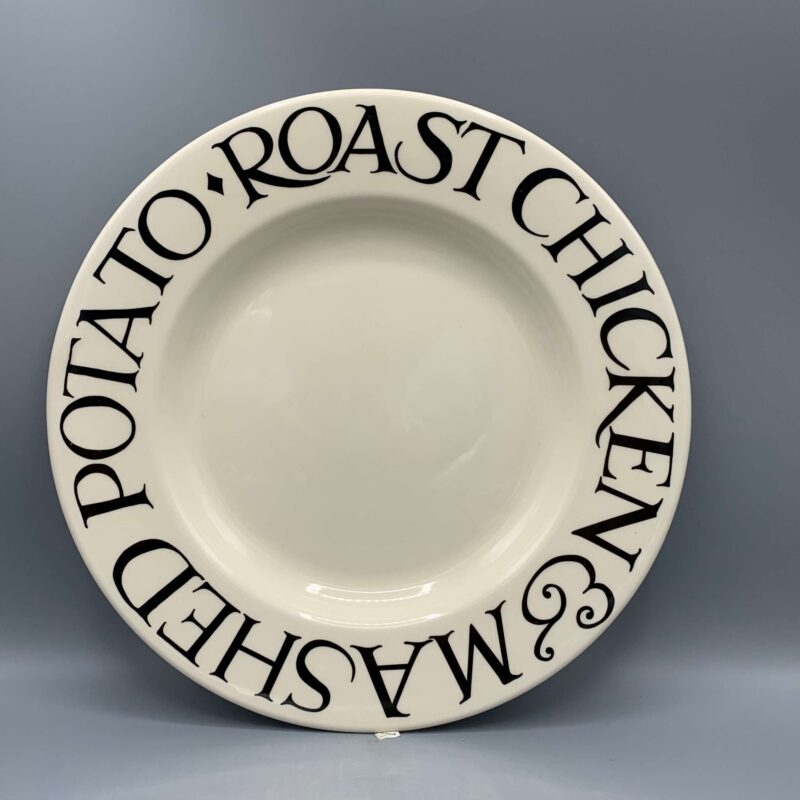 10 1/2 Inch Plate Black Toast Roast Chicken