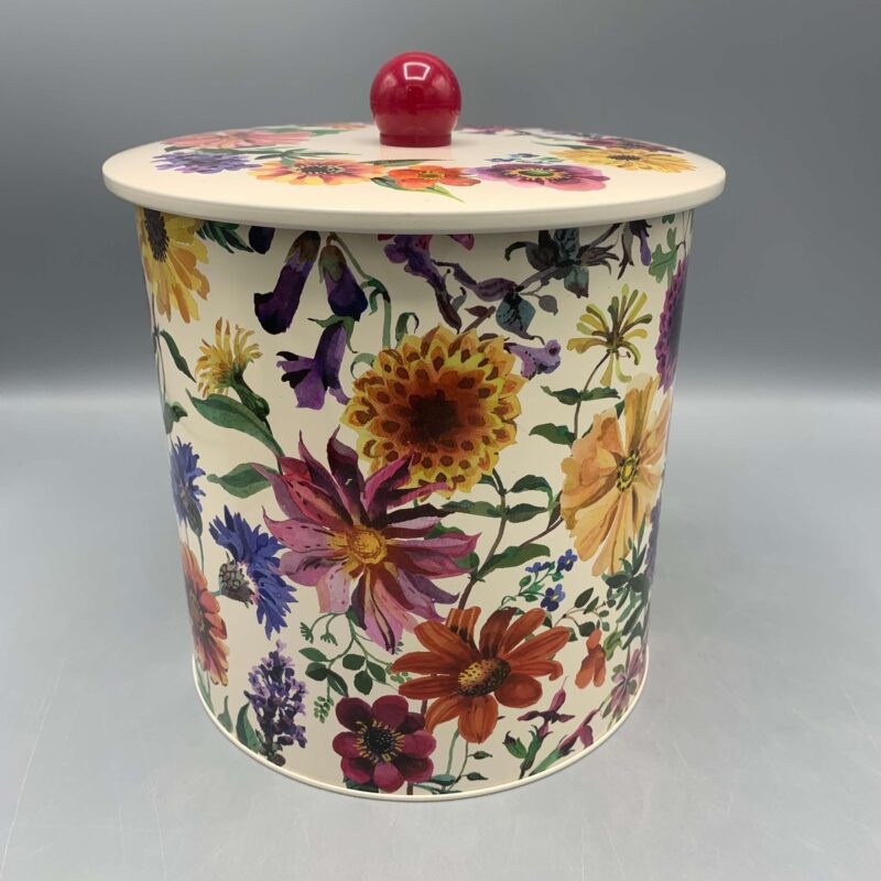 Tin Biscuit Barrel Garden Flowers
