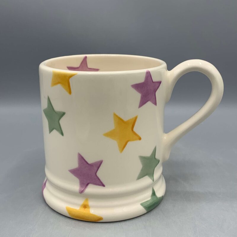 1/2 Pint Mug Green Purple &amp; Yellow Stars