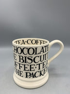 1/2 Pint Mug Black Toast All Over Writing