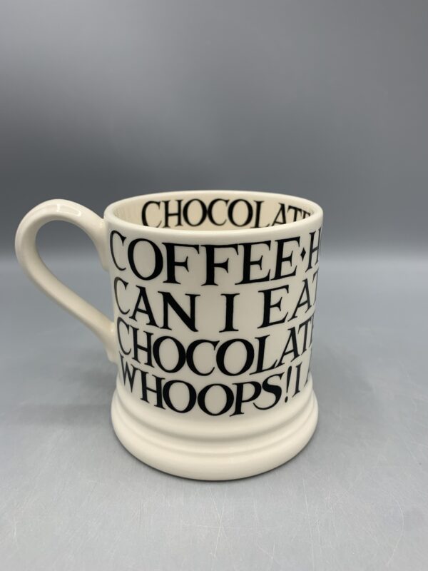 1/2 Pint Mug Black Toast All Over Writing