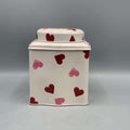 Dome Lid Curved Tin Caddy Pink Hearts