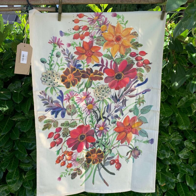 Tea Towel Autumn Flowers