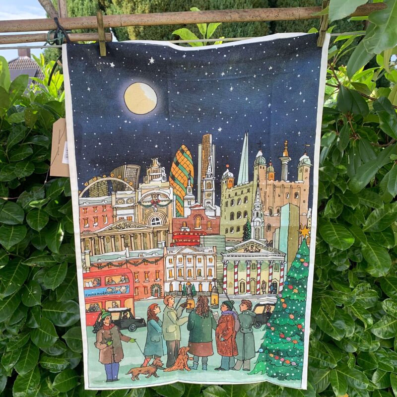 Tea Towel London At Christmas